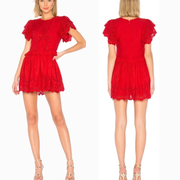 TULAROSA Dress Paula Red Eyelet Mini